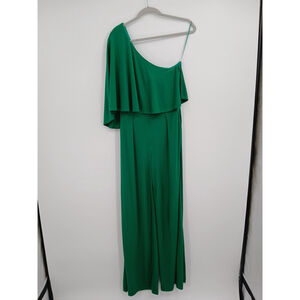New Trina Turk Womens Green Jumpsuit Size 4 One Shoulder Inseam 33 Party Evening